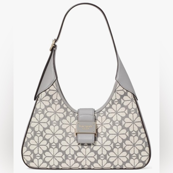 kate spade Handbags - Kate Spade Cream and Gray Floral Shoulder Bag NWT